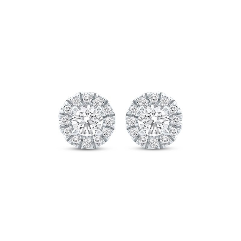 Lab-Grown Diamonds by KAY Halo Stud Earrings 1/2 ct tw 14K White Gold (F/SI2)