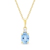 Thumbnail Image 1 of Oval-Cut Swiss Blue Topaz & Diamond Necklace 1/20 ct tw 10K Yellow Gold