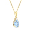 Thumbnail Image 2 of Oval-Cut Swiss Blue Topaz & Diamond Necklace 1/20 ct tw 10K Yellow Gold