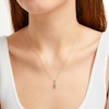 Thumbnail Image 3 of Oval-Cut Swiss Blue Topaz & Diamond Necklace 1/20 ct tw 10K Yellow Gold