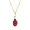 Thumbnail Image 1 of Oval-Cut Lab-Created Ruby & Diamond Necklace 1/20 ct tw 10K Yellow Gold