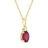 Thumbnail Image 2 of Oval-Cut Lab-Created Ruby & Diamond Necklace 1/20 ct tw 10K Yellow Gold