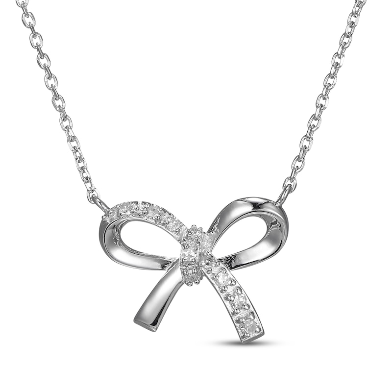 Main Image 1 of Diamond Bow Necklace 1/10 ct tw Sterling Silver 18&quot;