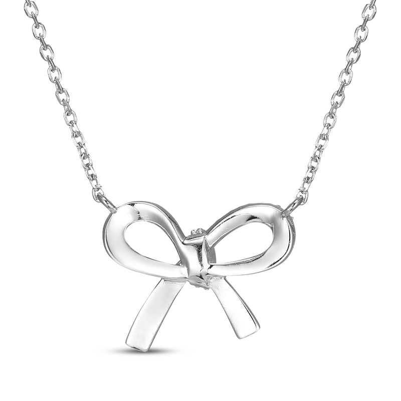 Main Image 3 of Diamond Bow Necklace 1/10 ct tw Sterling Silver 18&quot;