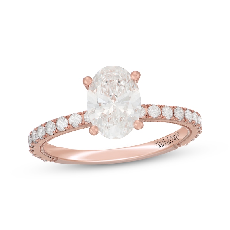 Main Image 1 of Neil Lane Artistry Oval-Cut Lab-Grown Diamond Engagement Ring 2 ct tw 14K Rose Gold