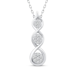 Memories Moments Magic Multi-Diamond Graduated Vertical Necklace 1/5 ct tw Sterling Silver 18&quot;