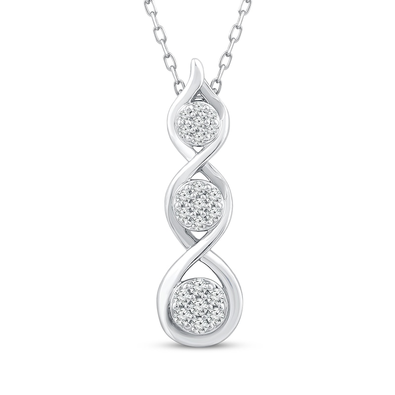 Memories Moments Magic Multi-Diamond Graduated Vertical Necklace 1/5 ct tw Sterling Silver 18"
