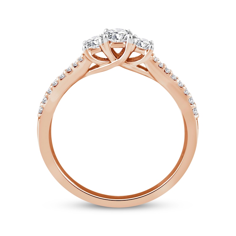 Memories Moments Magic Princess-Cut Diamond Three-Stone Engagement Ring 1/2 ct tw 14K Rose Gold