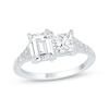 Thumbnail Image 0 of Toi et Moi Emerald & Princess-Cut Lab-Grown diamond Engagement Ring 2-1/6 ct tw 14K White Gold