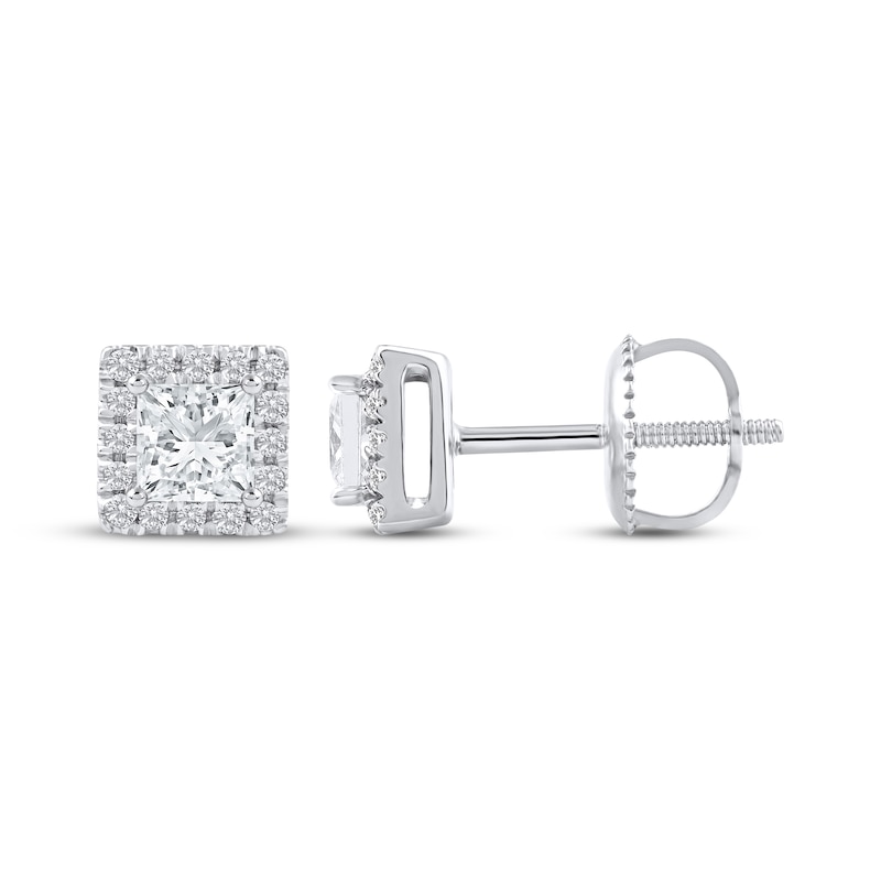 Main Image 3 of KAY Lab-Grown Diamonds Princess-Cut Stud Earrings 1/2 ct tw 14K White Gold (F/SI2)