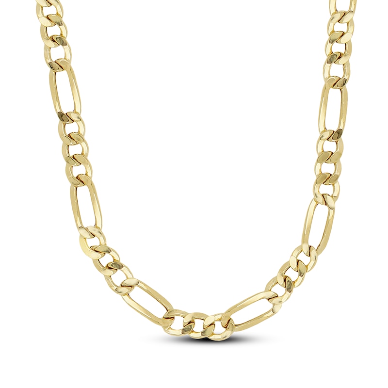 Main Image 1 of Hollow Figaro Chain Necklace 8.6mm 14K Yellow Gold 24&quot;