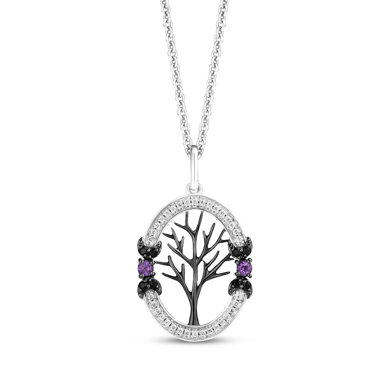 Disney Treasures Hocus Pocus Amethyst & Diamond Tree Necklace 1/6 ct tw Sterling Silver 19"