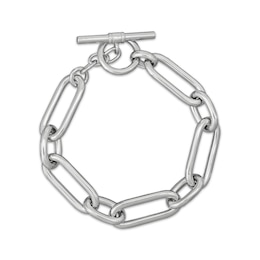 Semi-Solid Paperclip Chain Toggle Bracelet Sterling Silver 8&quot;