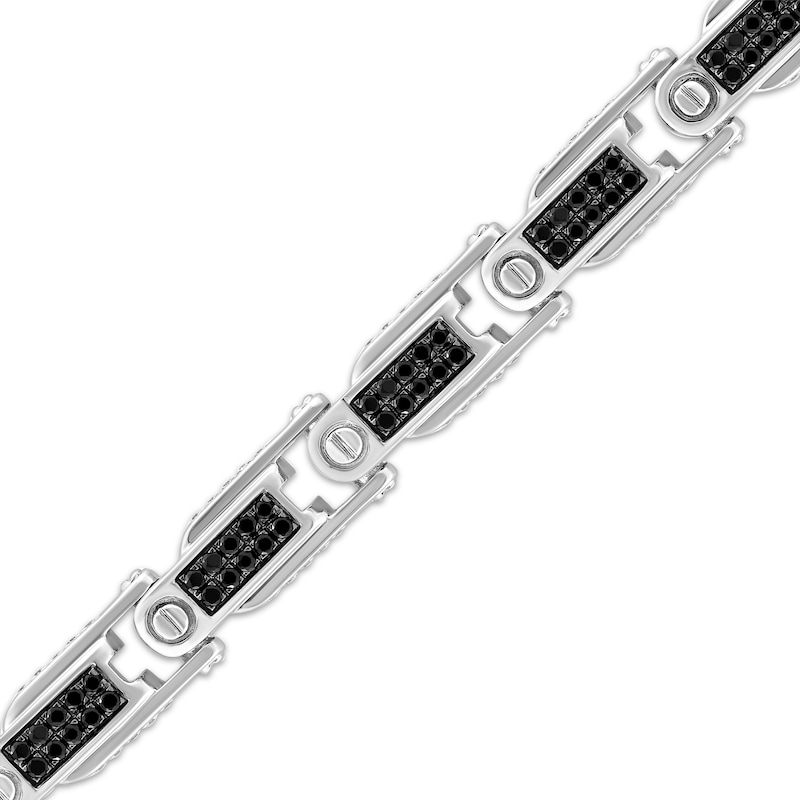 Main Image 2 of Men's Black Diamond Link Bracelet 2-3/4 ct tw Sterling Silver 8.5&quot;