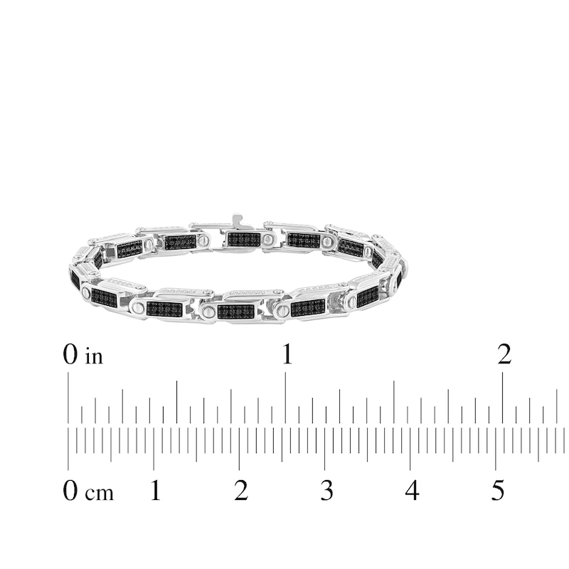 Main Image 5 of Men's Black Diamond Link Bracelet 2-3/4 ct tw Sterling Silver 8.5&quot;