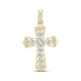 Diamond Twist Cross Charm 1/2 ct tw 10K Yellow Gold