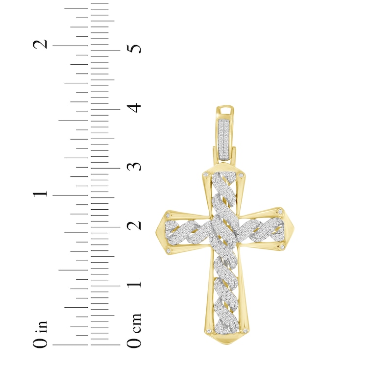 Main Image 3 of Diamond Twist Cross Charm 1/2 ct tw 10K Yellow Gold