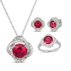 Thumbnail Image 1 of Lab-Created Ruby Necklace, Ring & Earrings Gift Set Sterling Silver