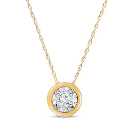 Radiant Reflections Diamond Solitaire Necklace 1/10 ct tw 10K Yellow Gold 18&quot; (J/I3)