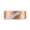 Thumbnail Image 3 of Men's Diamond Diagonal Five-Stone Wedding Band 1/4 ct tw 10K Rose Gold