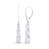 Thumbnail Image 1 of Oval-Cut Lab-Created Opal & White Lab-Created Sapphire Three-Stone Drop Earrings Sterling Silver