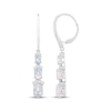 Thumbnail Image 3 of Oval-Cut Lab-Created Opal & White Lab-Created Sapphire Three-Stone Drop Earrings Sterling Silver