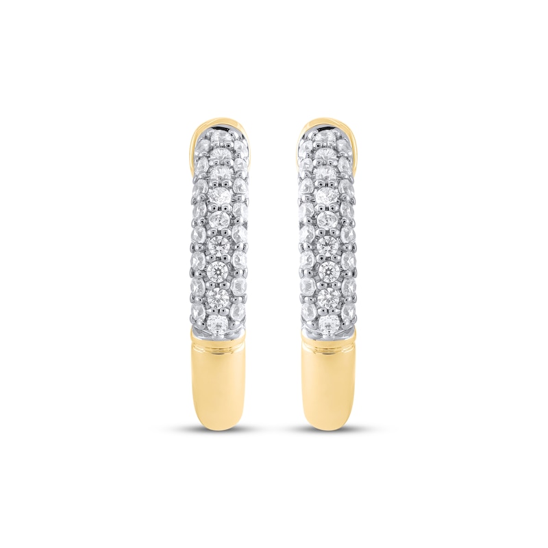 Main Image 2 of STUDIO BY KAY Multi-Diamond Hoop Earrings 1/4 ct tw 10K Yellow Gold