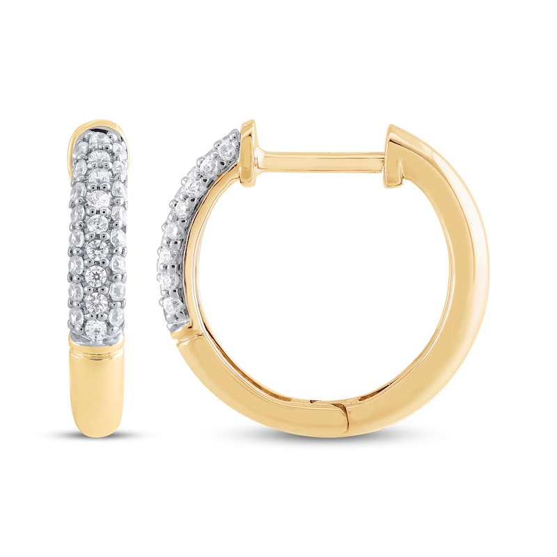 Main Image 3 of STUDIO BY KAY Multi-Diamond Hoop Earrings 1/4 ct tw 10K Yellow Gold