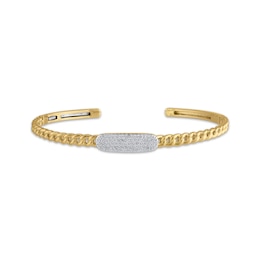 STUDIO BY KAY Multi-Diamond Chain Link Cuff Bangle Bracelet 1/3 ct tw 24K Yellow Gold-Plated Sterling Silver