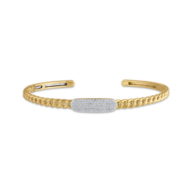 Main Image 1 of STUDIO BY KAY Multi-Diamond Chain Link Cuff Bangle Bracelet 1/3 ct tw 24K Gold Vermeil Sterling Silver