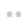 Thumbnail Image 2 of Multi-Diamond Curved Hexagon Stud Earrings 1/6 ct tw 10K White Gold