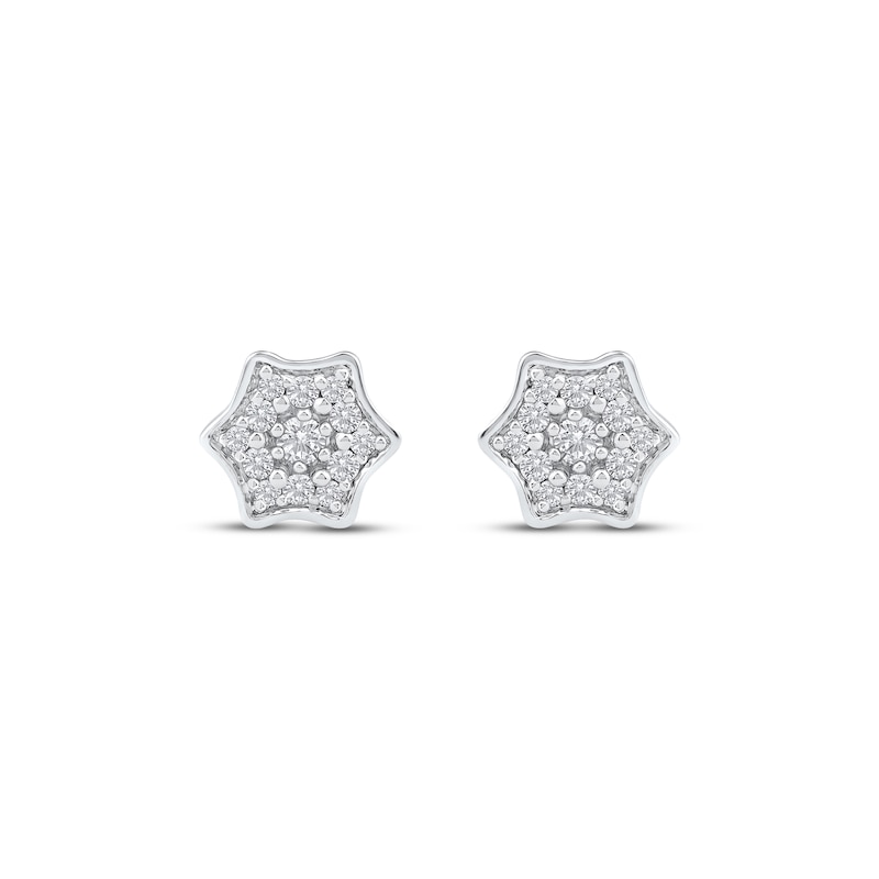 Main Image 2 of Multi-Diamond Curved Hexagon Stud Earrings 1/6 ct tw 10K White Gold