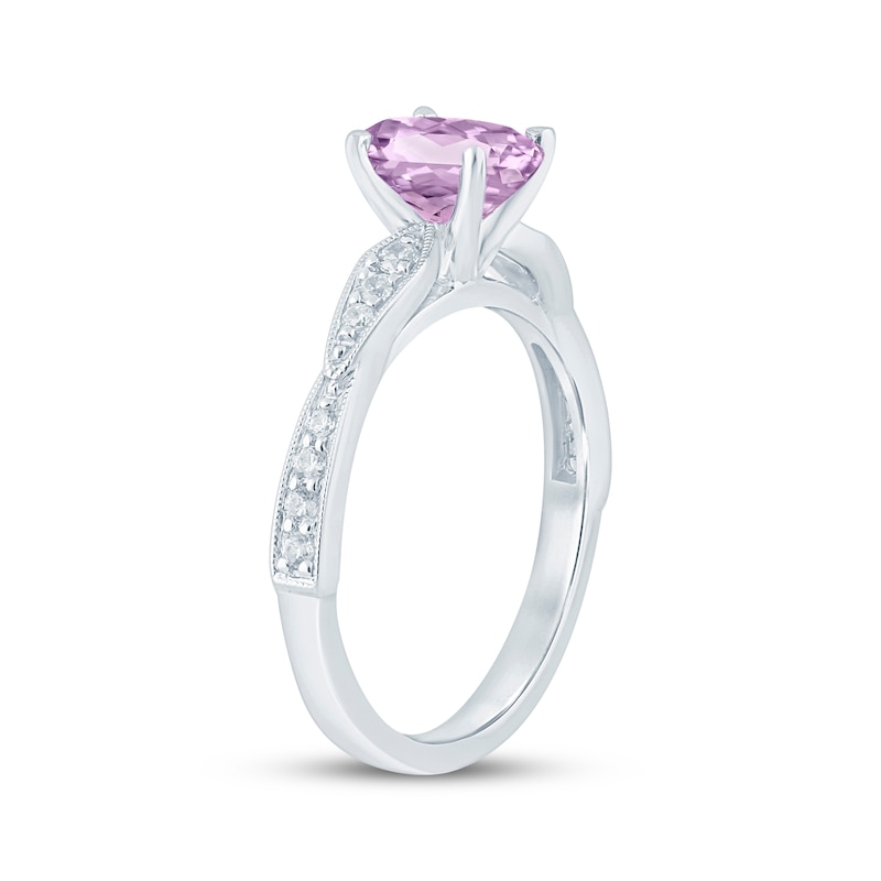 Main Image 2 of Oval-Cut Amethyst & Diamond Engagement Ring 1/5 ct tw 14K White Gold