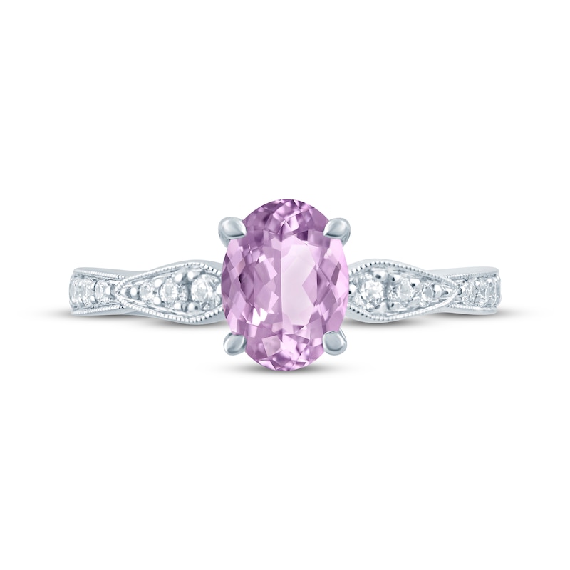 Main Image 3 of Oval-Cut Amethyst & Diamond Engagement Ring 1/5 ct tw 14K White Gold