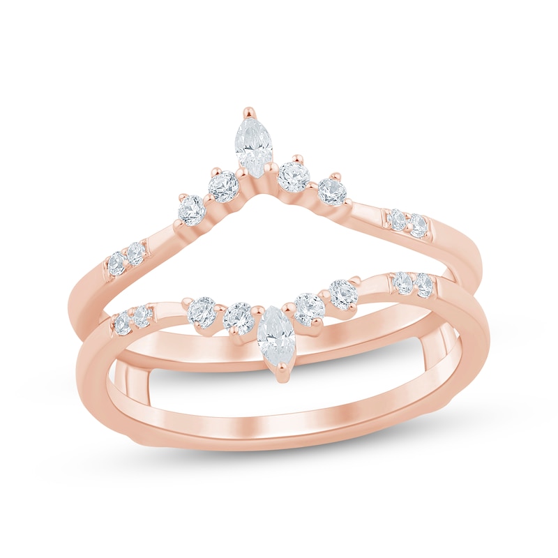 Main Image 1 of Marquise & Round-Cut Diamond Chevron Enhancer Ring 1/4 ct tw 14K Rose Gold