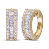 Thumbnail Image 1 of Baguette & Round-Cut Diamond Huggie Hoop Earrings 2 ct tw 14K Yellow Gold