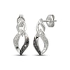 Thumbnail Image 1 of Black & White Diamond Flame-Shaped Drop Earrings 1/20 ct tw Sterling Silver