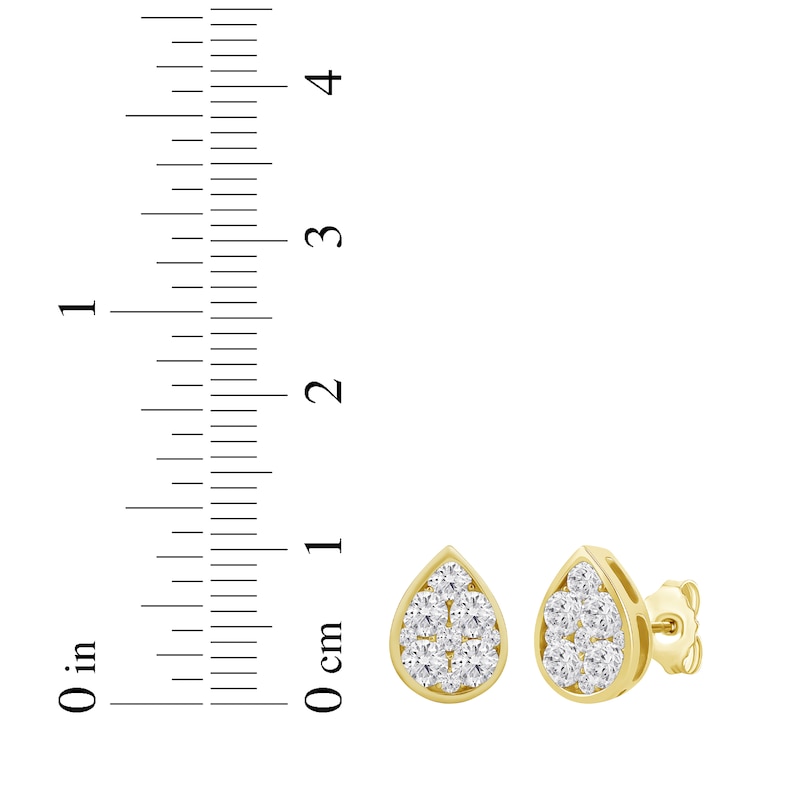 Main Image 4 of Lab-Grown Diamonds by KAY Multi-Stone Teardrop Stud Earrings 1 ct tw 10K Yellow Gold