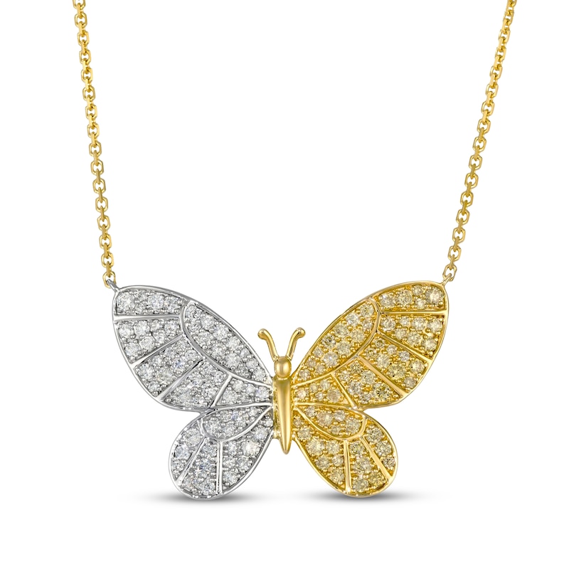 Main Image 1 of Le Vian Vault Diamond Butterfly Necklace 7/8 ct tw Platinum & 14K Honey Gold™ 18&quot;