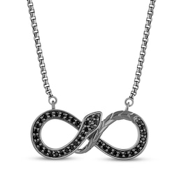 Ink & Ice Black Diamond Snake Infinity Necklace 1/5 ct tw Black Rhodium-Plated Sterling Silver 18&quot;