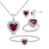 Thumbnail Image 1 of Heart-Shaped Lab-Created Ruby & White Lab-Created Sapphire Gift Set Sterling Silver