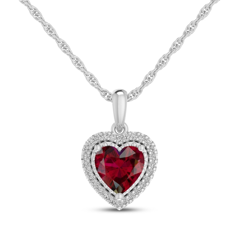 Main Image 3 of Heart-Shaped Lab-Created Ruby & White Lab-Created Sapphire Gift Set Sterling Silver