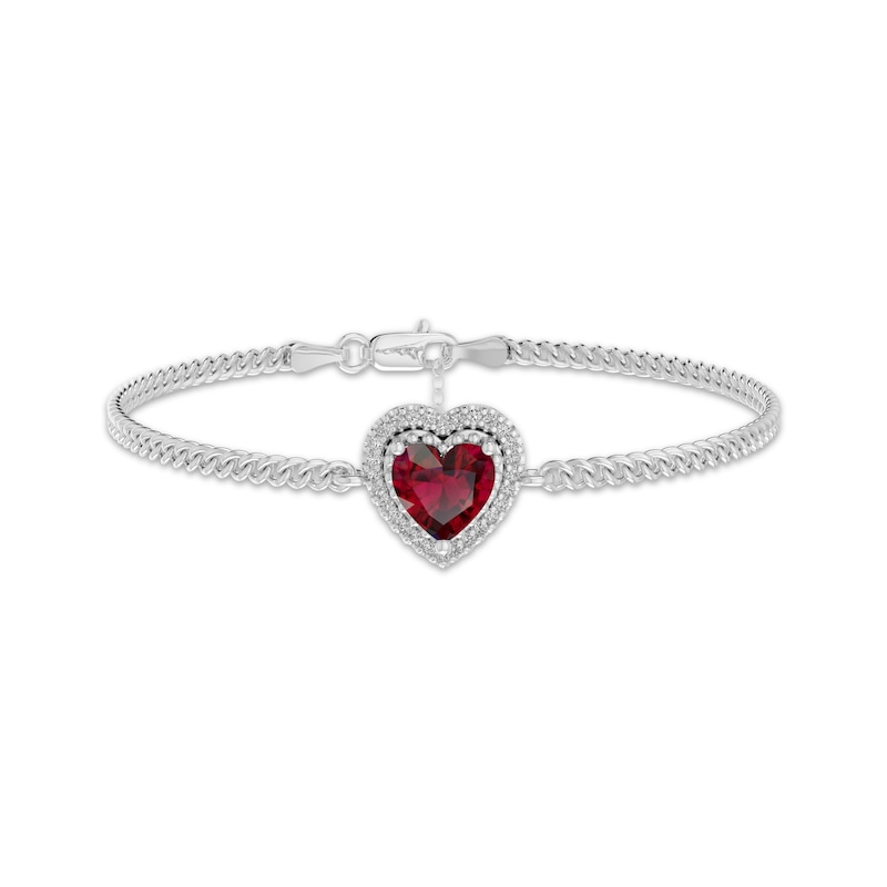 Main Image 5 of Heart-Shaped Lab-Created Ruby & White Lab-Created Sapphire Gift Set Sterling Silver