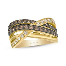 Le Vian Diamond Multi-Row Crossover Ring 1 ct tw 14K Honey Gold