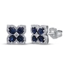 Thumbnail Image 1 of Oval-Cut Natural Blue Sapphire & Diamond Clover Stud Earrings 1/3 ct tw 10K White Gold