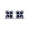 Thumbnail Image 2 of Oval-Cut Natural Blue Sapphire & Diamond Clover Stud Earrings 1/3 ct tw 10K White Gold