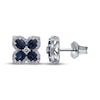 Thumbnail Image 3 of Oval-Cut Natural Blue Sapphire & Diamond Clover Stud Earrings 1/3 ct tw 10K White Gold