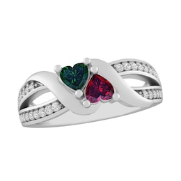 Color Stone Couple's Heart Ring