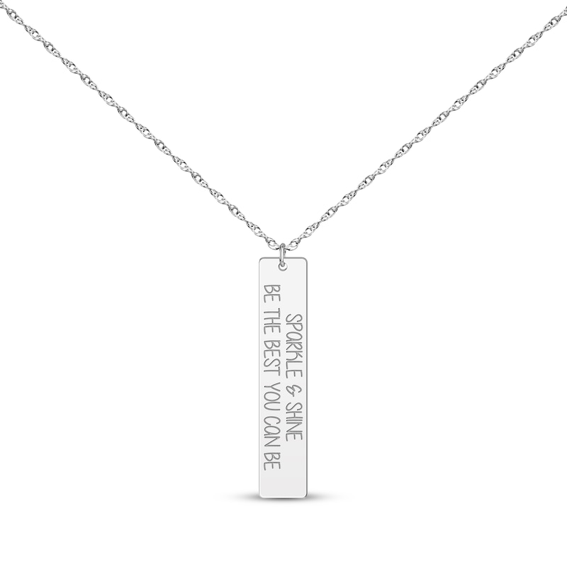 Main Image 1 of Vertical Rectangle Tag Necklace 10K White Gold 18”