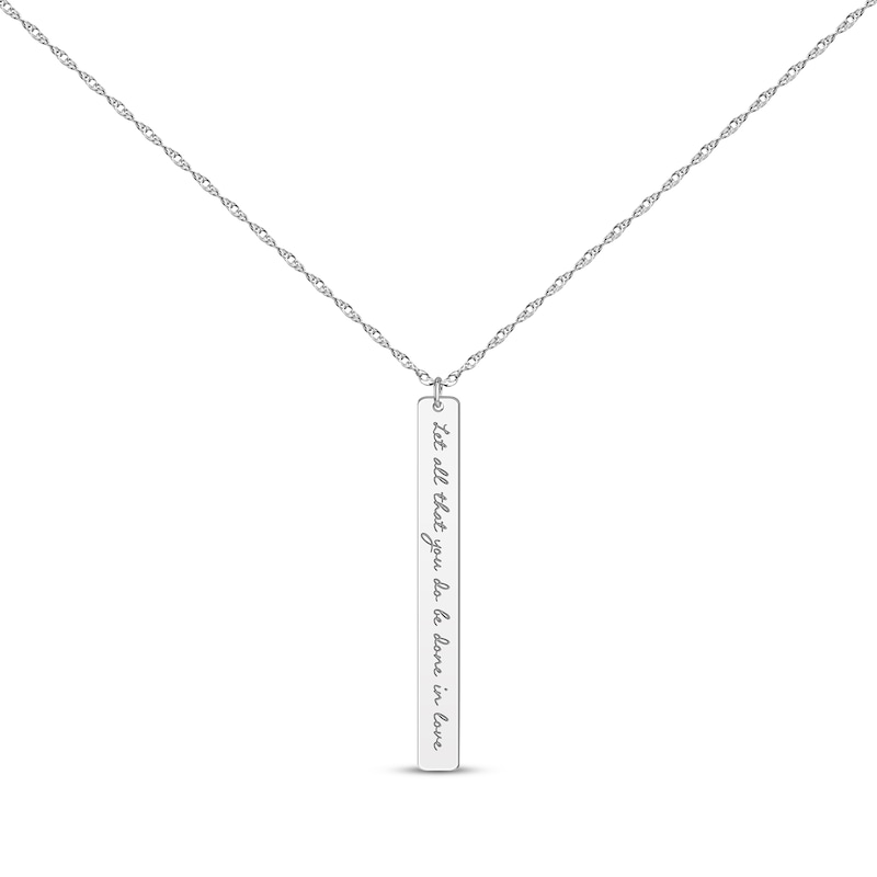 Main Image 1 of Thin Vertical Rectangle Tag Necklace 14K White Gold 18”